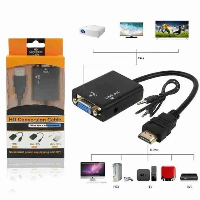 Cabo Adaptador Conversor Hdmi Macho para Vga Fêmea com P2