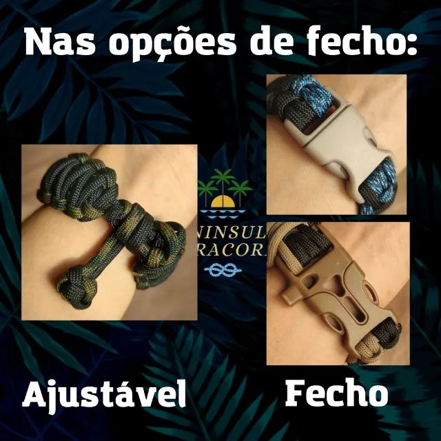Bracelete de Paracord 550 Modelo King Cobra - Cores Customizáveis! Feito sob medida - Foto 4