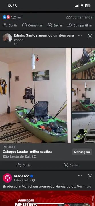 Caiaque leader milha nautica verde camuflado 