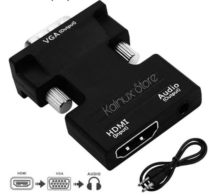 Conversor e Adaptador HDMI para VGA com adaptador de áudio, para PC, TV, monitor, projetor