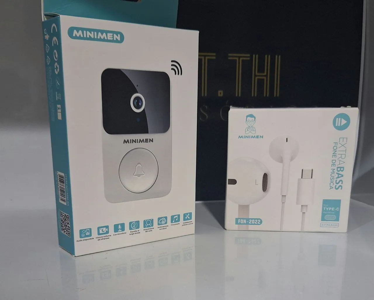 2 kits Minimen campainha e fone de ouvido 