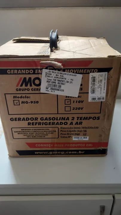 Gerador a Combustão 2T - 800W - 127V e 12V - MOTOMIL MG-950, Seminovo, na caixa - Foto 2