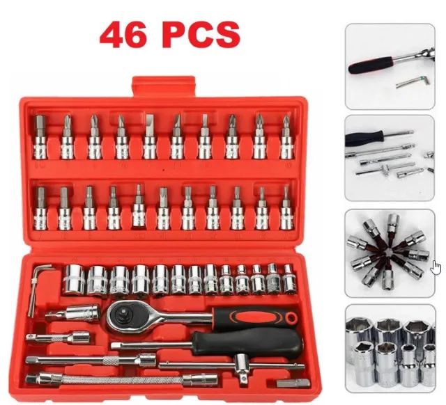 Kit de Ferramentas / Jogo de bits Soquetes 1/4