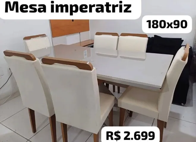 Mesa de jantar 6 cadeiras luxuosa nova
