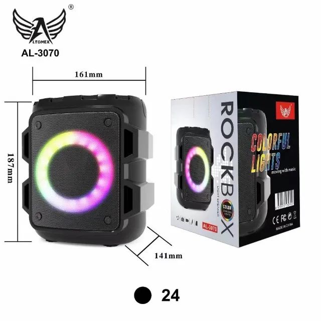 Caixa De Som 10w Portátil Rockbox Led Bluetooth Al 3070
