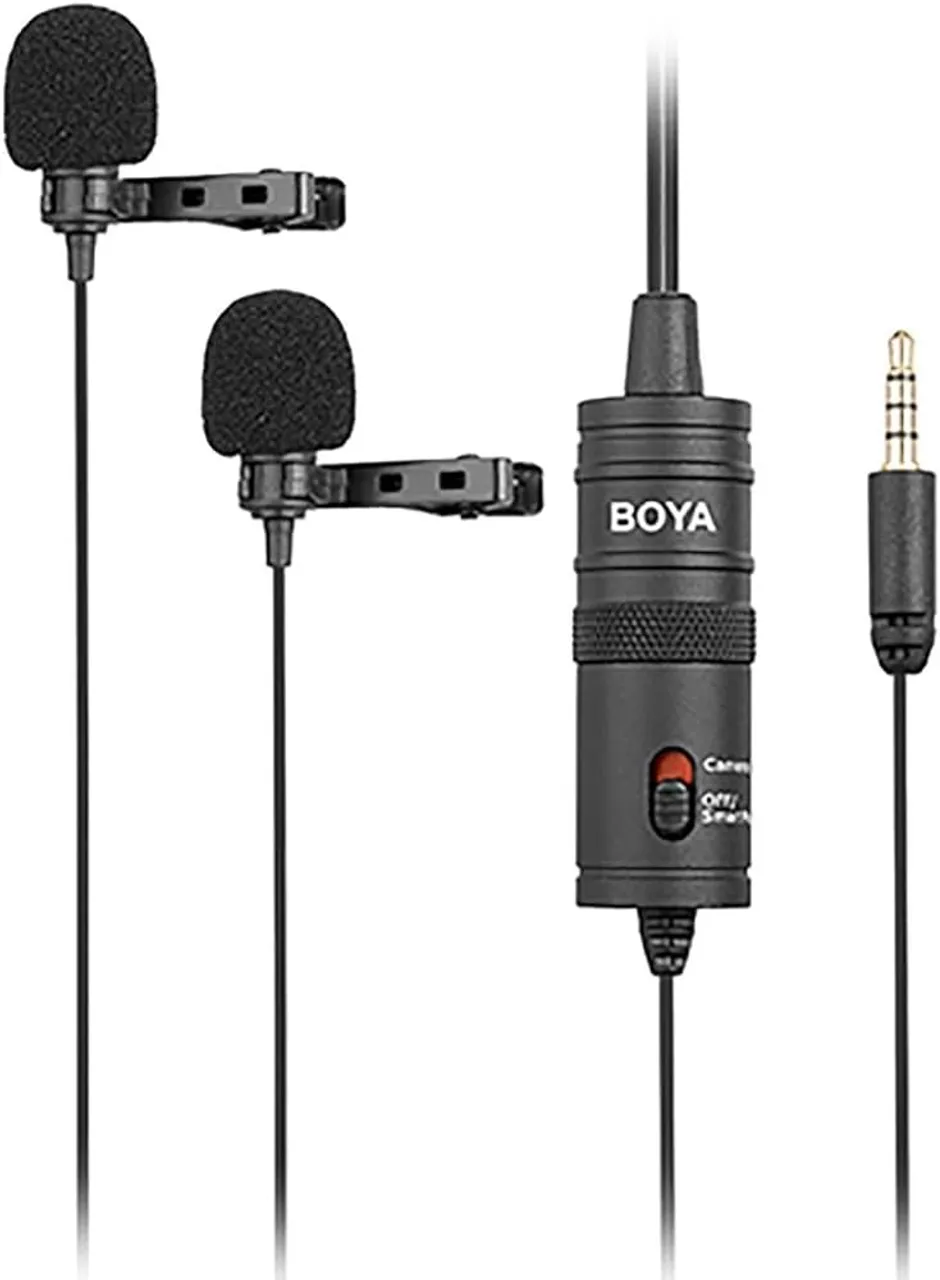 Microfone boya lapela duplo