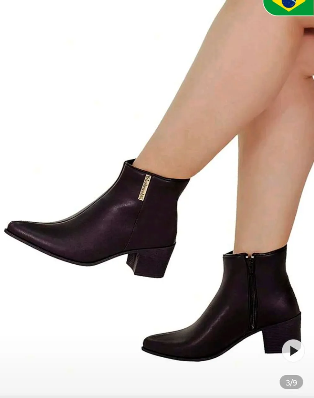 Bota Feminina Cano Curto Salto Bloco número 37