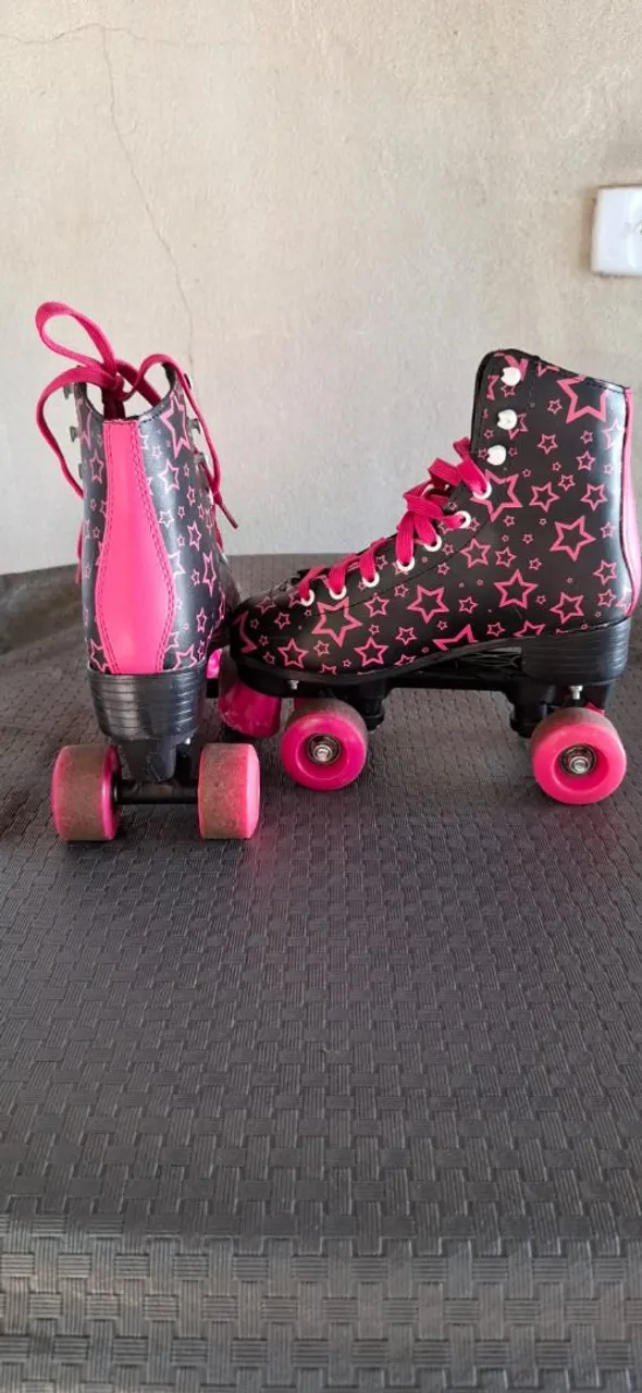 Patins de Rodinhas Infantil Estampa de Estrelas Rosa