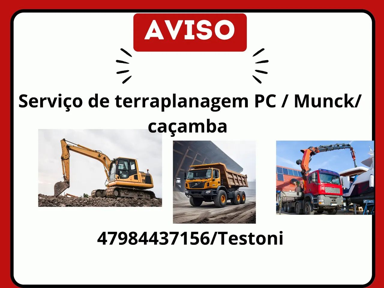 Serviço de terraplanagem também PC 1 tonelada 