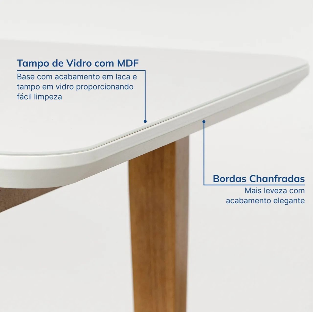 Mesa de Jantar 8 Lugares 2,10m Tampo MDF e Vidro - Foto 3