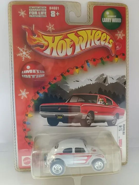 Hot Wheels 2004 Holiday Rods Volkswagen Fusca Beetle Branco