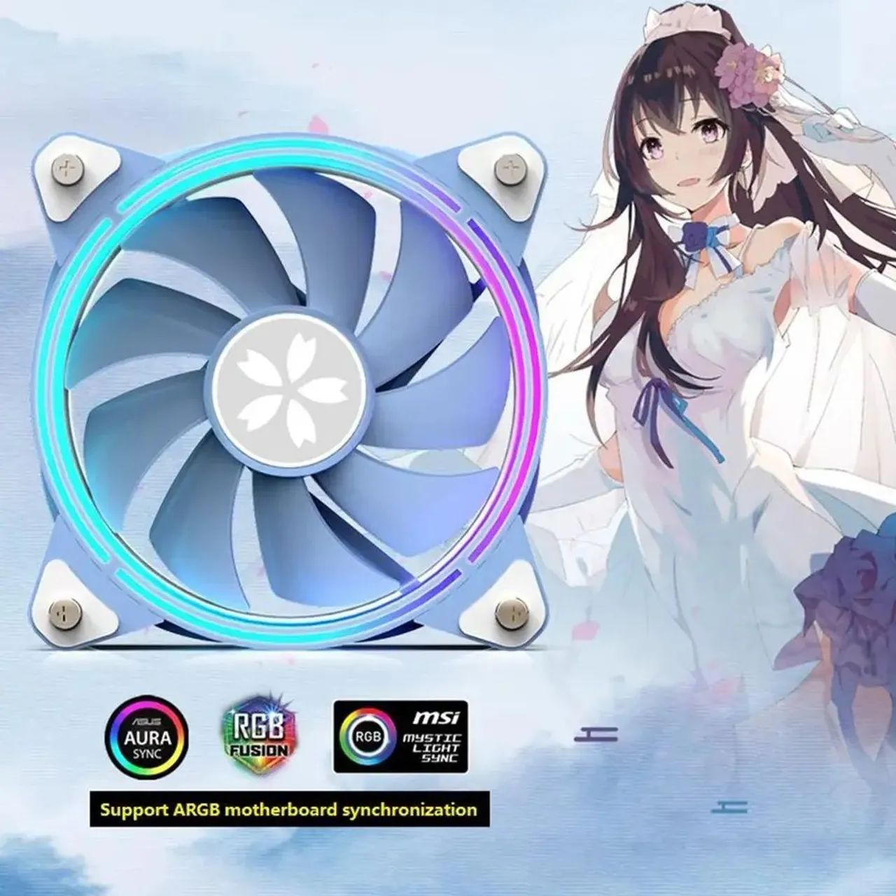 Kit 3 Fans Yeston Sakura Edition 120mm 60cfm 1800Rpm Argb