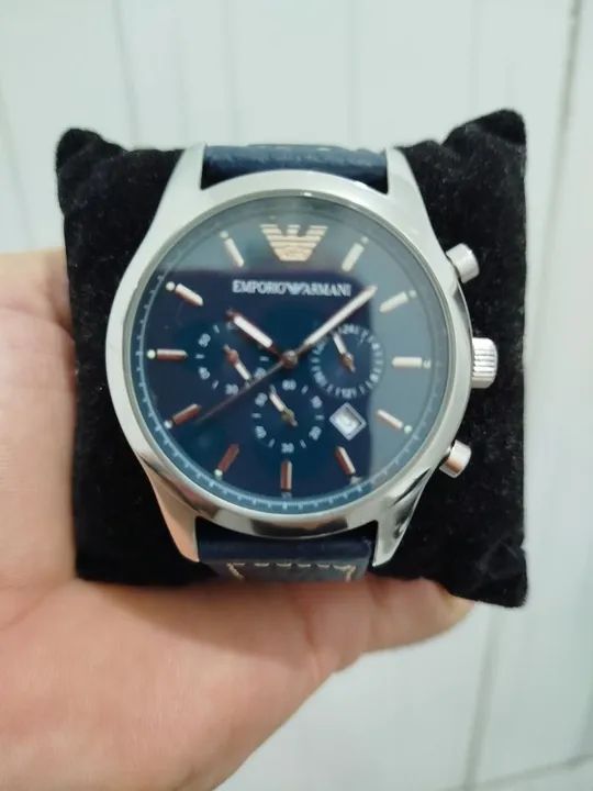 RELÓGIO QUARTZO CRONÓGRAFO EMPÓRIO ARMANI AZUL ORIGINAL.