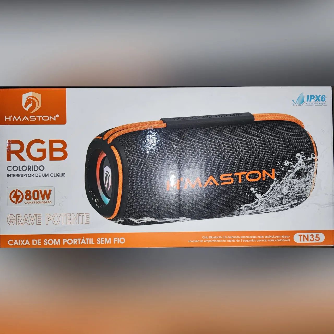 Caixa De Som Bluetooth Resistente a Agua 80W Hmaston TN35 Com RGB - Foto 4