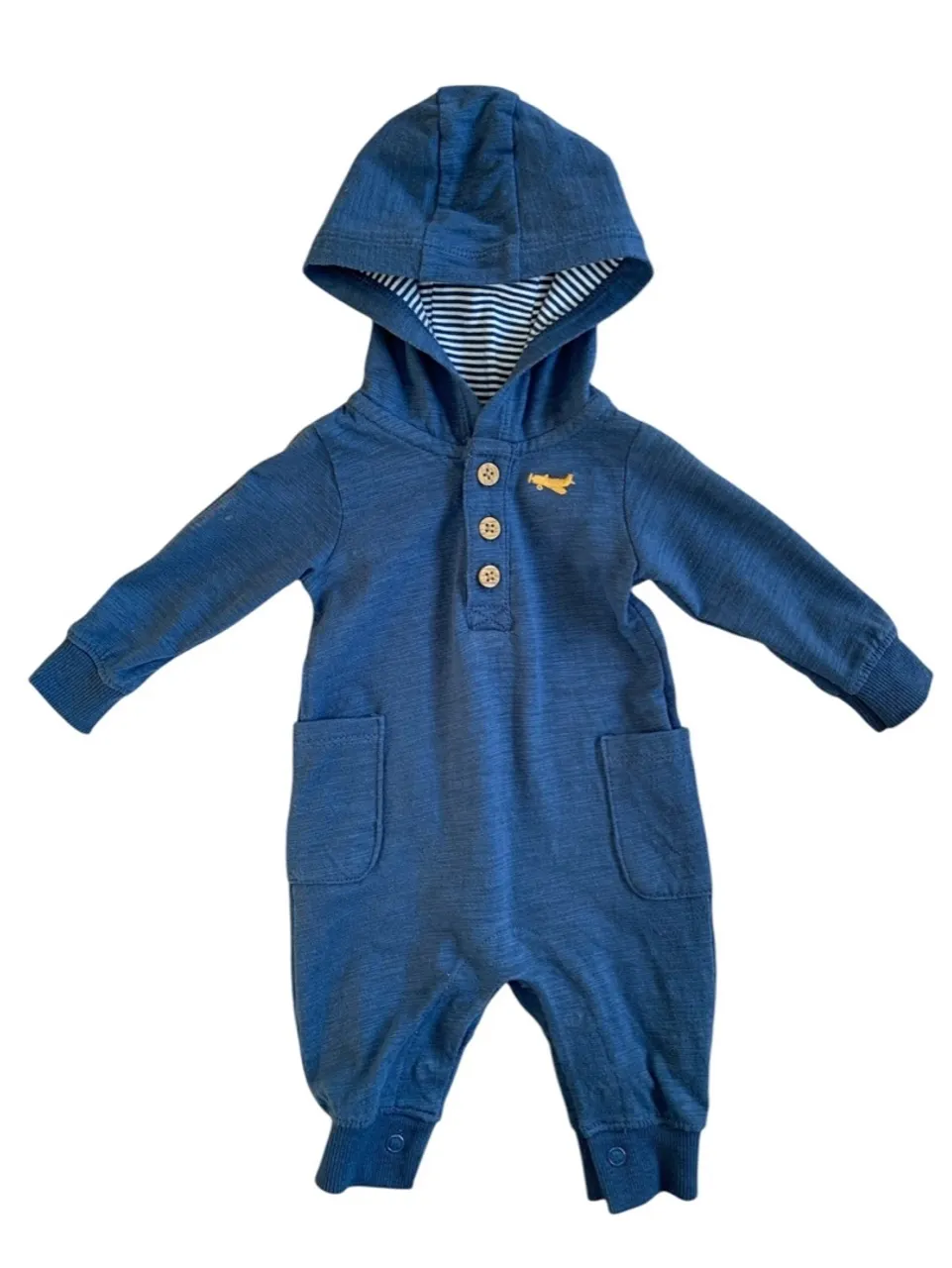 Macacão Bebê Azul com Capuz e Avião TAM RN0m)