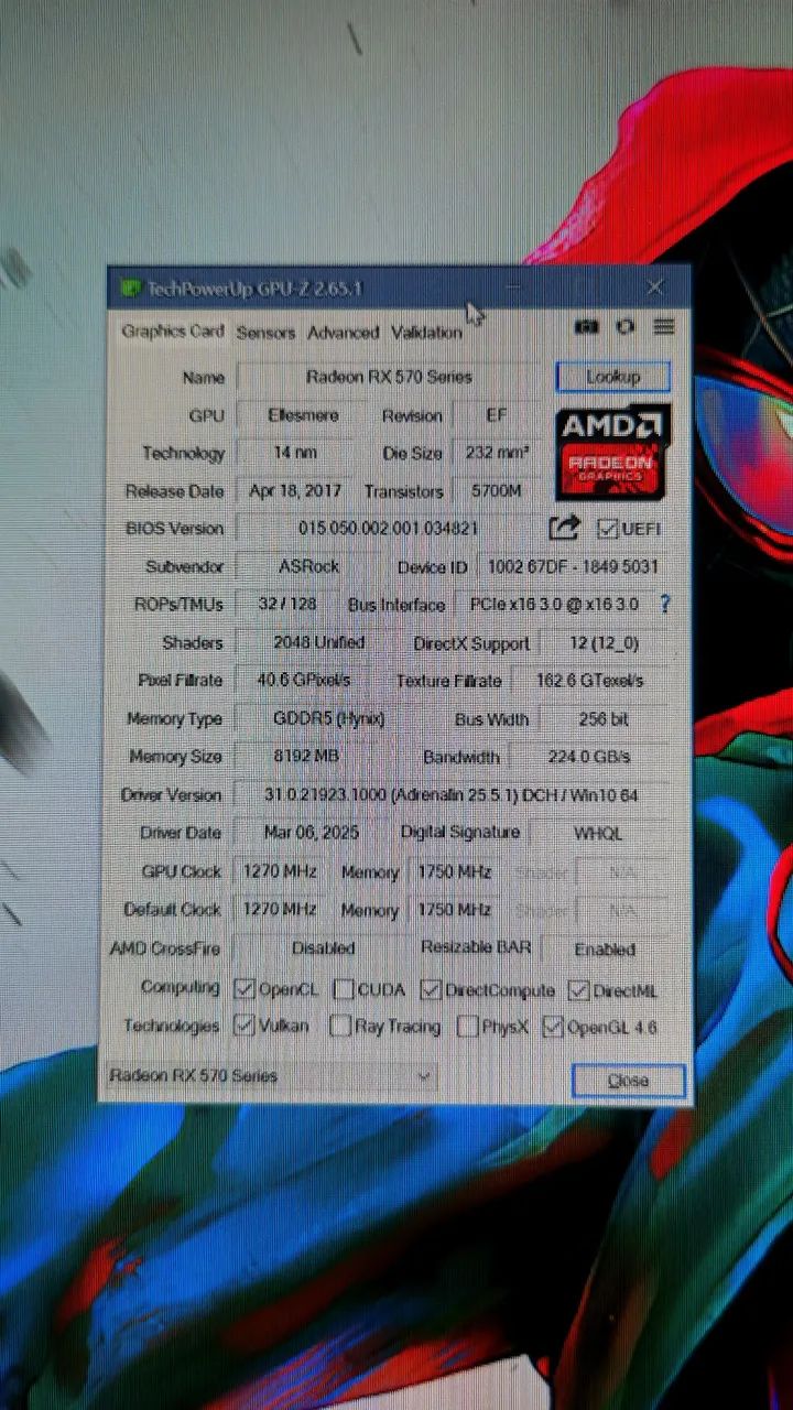 Placa de Vídeo AMD Radeon RX 570 8GB GDDR5 ASROCK