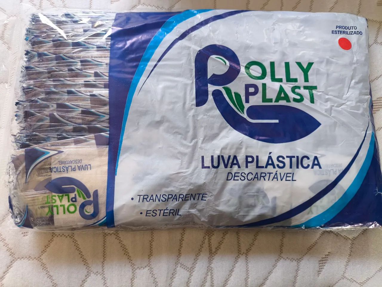 LUVA PLáSTICA ESTéRIL POLLYPLAST - COM 350 UNIDADES 