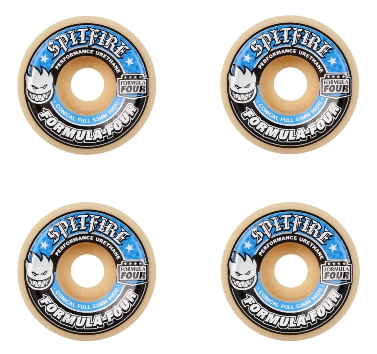 Roda Spitfire Formula Four Conical Full 99d 53mm Branco/Azul