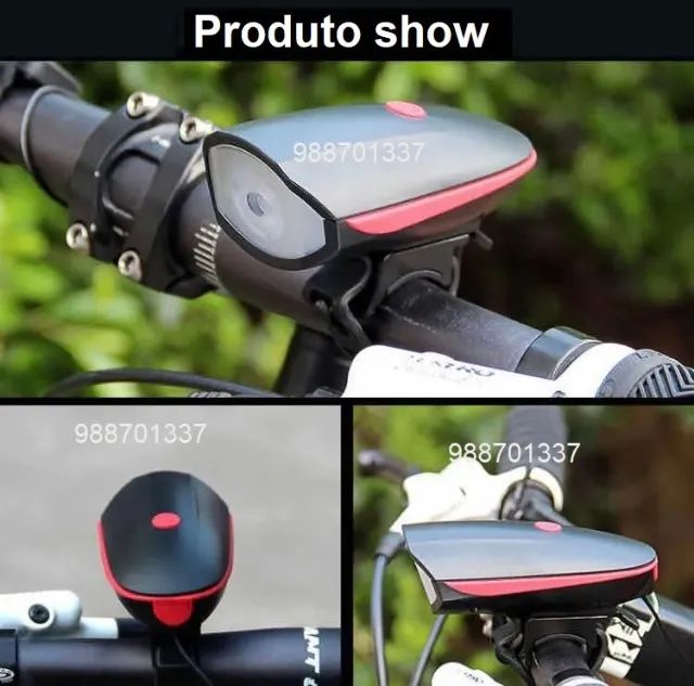 Farol Lanterna Para Bicicleta Bikes usb Recarregável Com Buzina