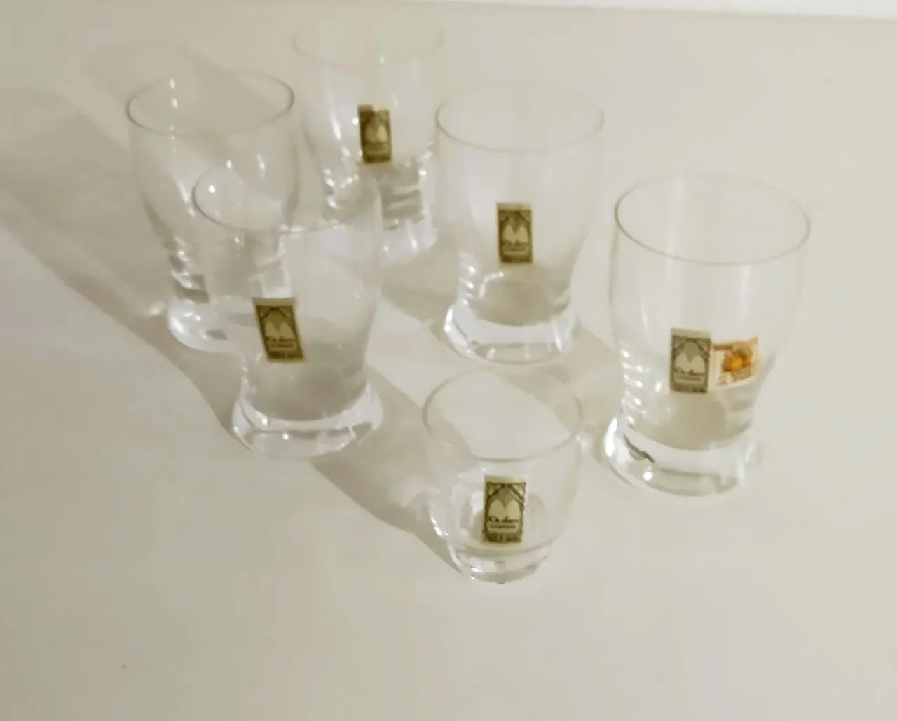 Conjunto de 6 Copos de Cristal CA Doro Antigos