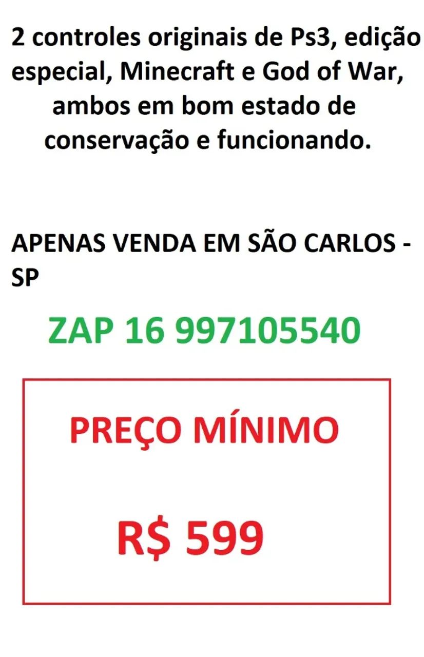 2 controles originais de Ps3 edição Minecraft e God of War- Apenas em São Carlos-SP - Foto 2