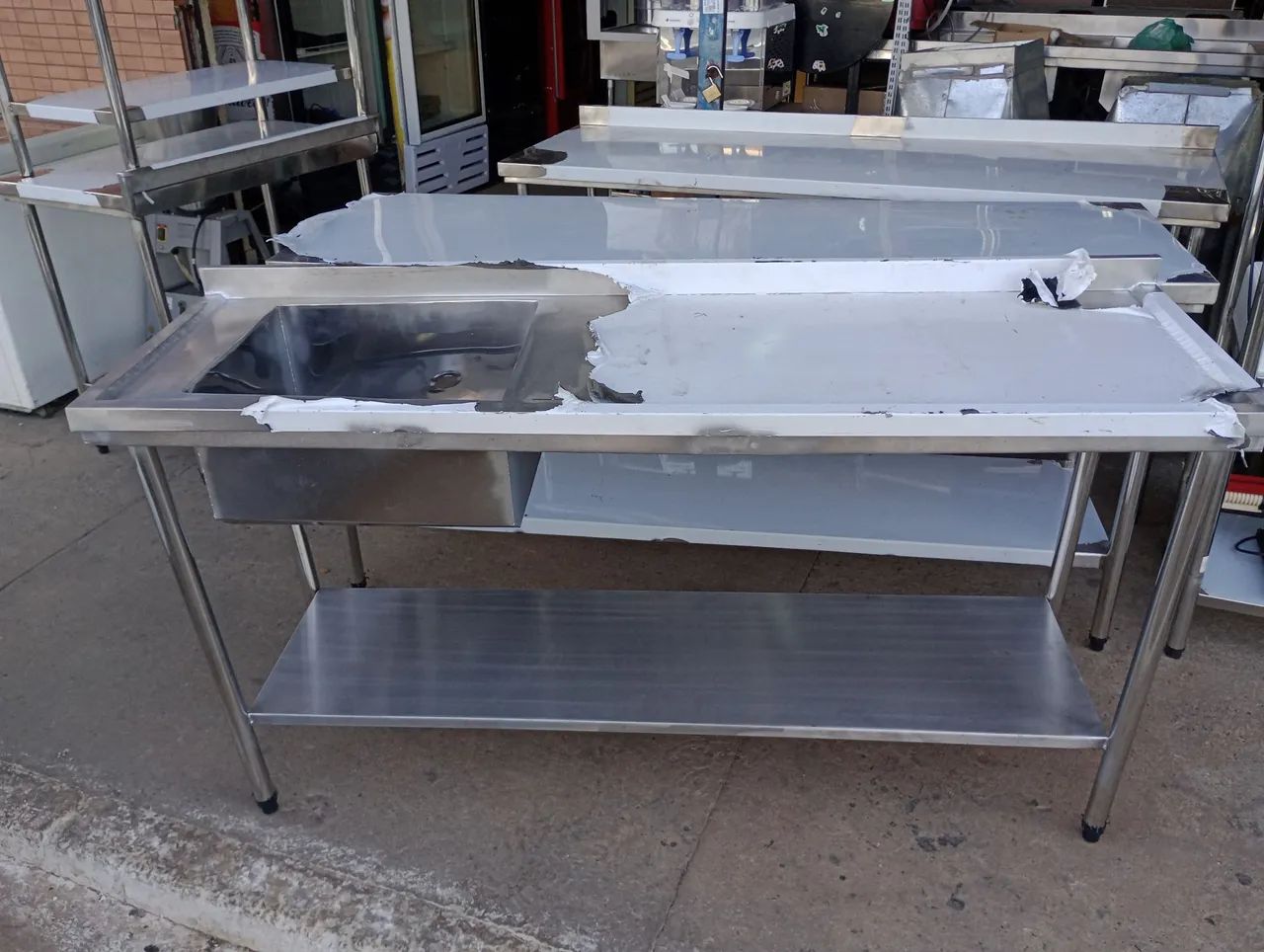 Mesa e pia de aço inox para cozinha industrial - Foto 3