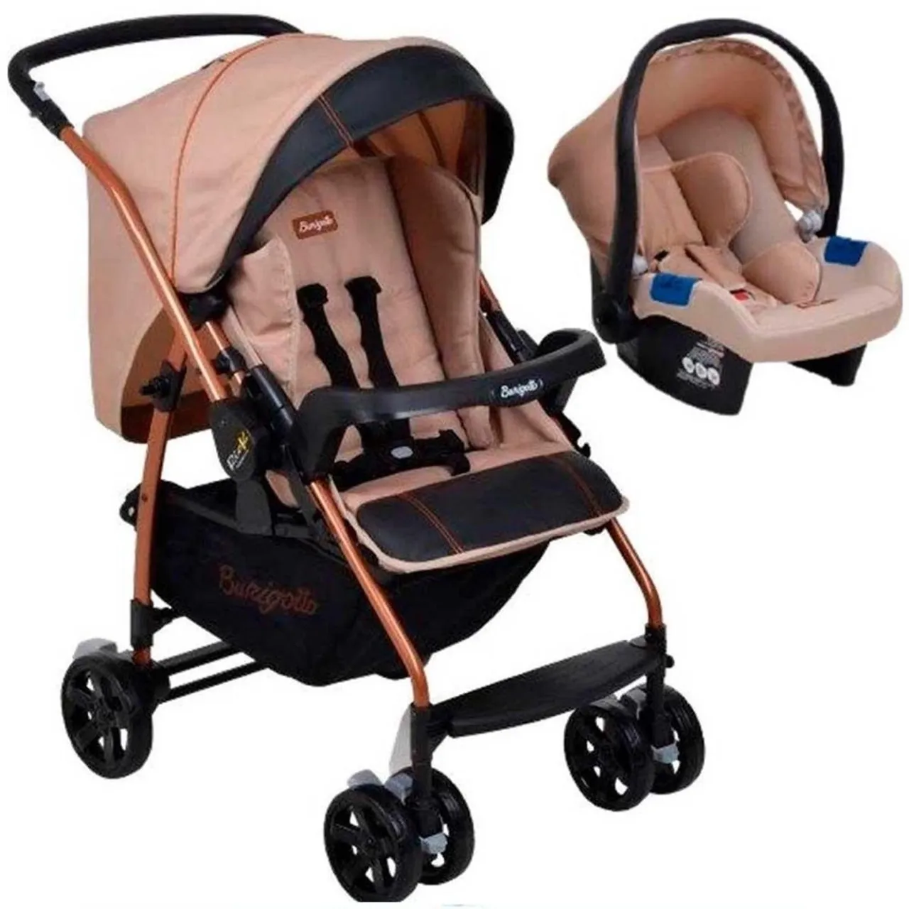 Carrinho de Bebê com Bebê Conforto Burigotto