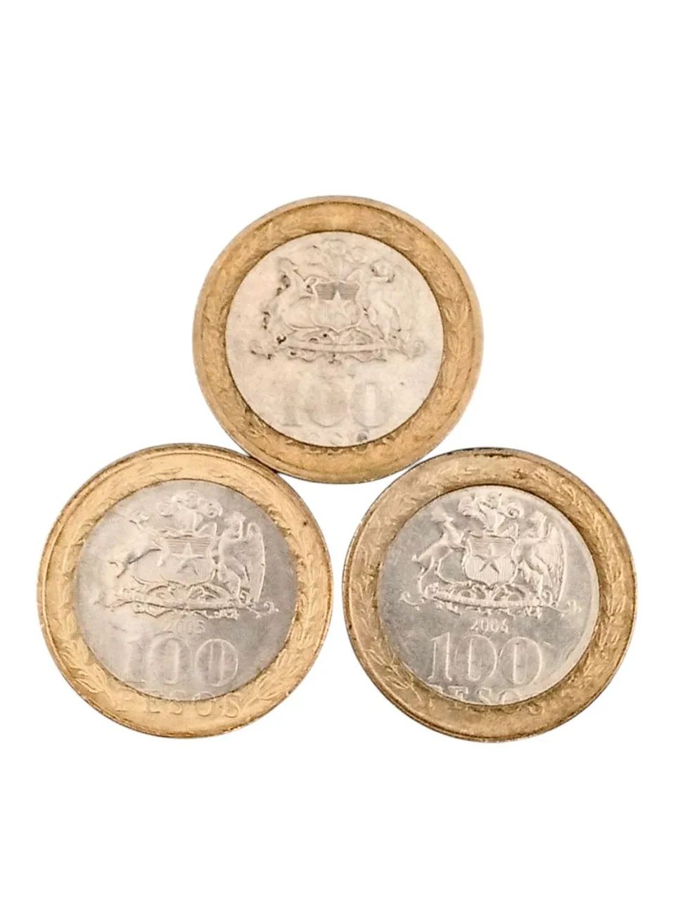 3 Moedas 100 Pesos Chilenos antigas