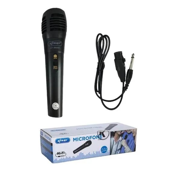Microfone Com fio P10 2m Profissional Hi-Fi Palestras Karaokê KP-M0001 - Knup Loja Coimbra - Foto 6