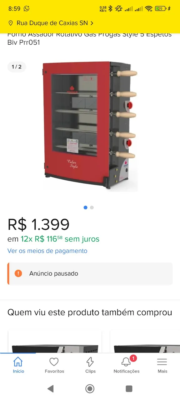 Assadeira Forno Progas Prr051 5 espetos Autom 220v Vidro Abaloado