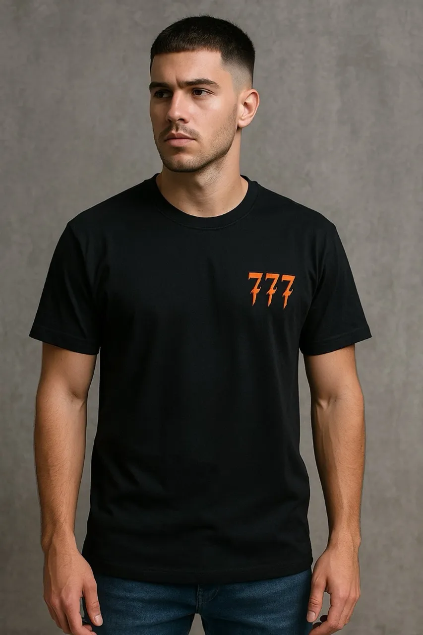 Camisa Masculina Estilo Urbano 777 Preta - Edição Limitada