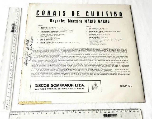 LP Disco Vinil - Corais de Curitiba - Regente Mário Garau - Anos 60 - Foto 3