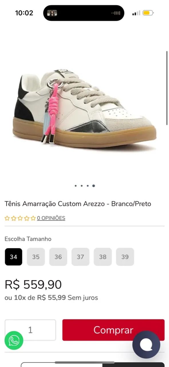 Tênis Amarração Custom Arezzo - Branco/Preto - Foto 2