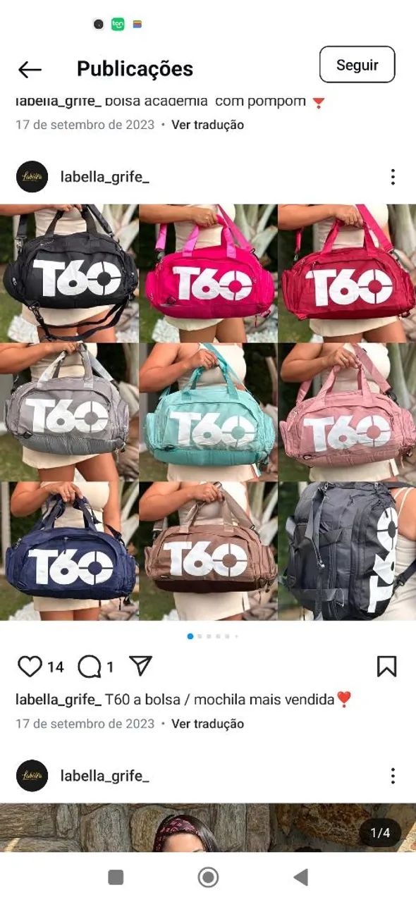 Bolsa/Mochila T60 - A mais vendida! Entrega grátis em Teresina na maioria dos bairros