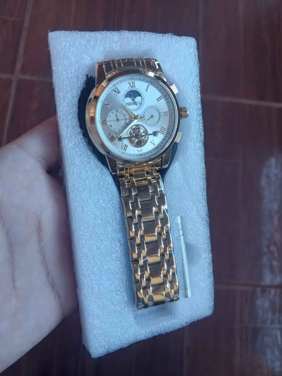 Relógio Masculino Nibosi Dourado - Novo