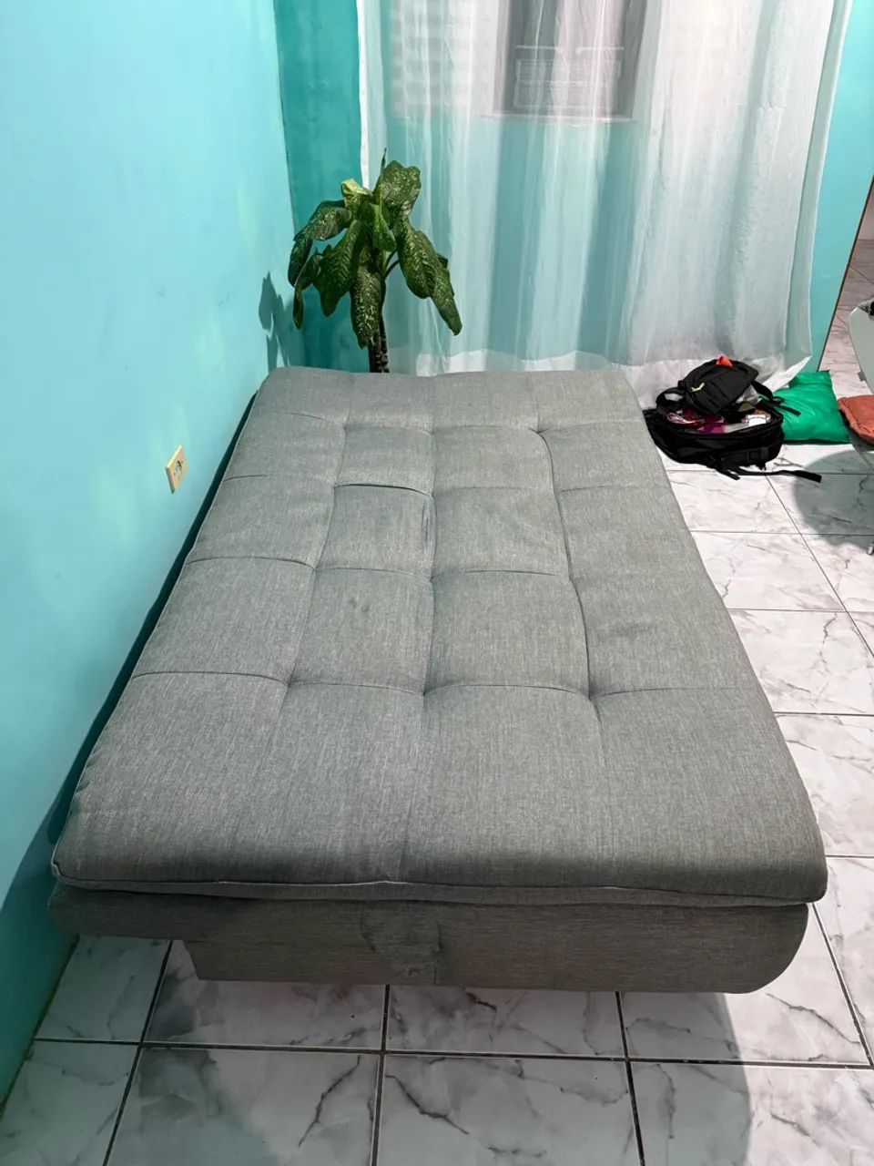 Sofá cama linho cinza perfeito estado - Foto 2