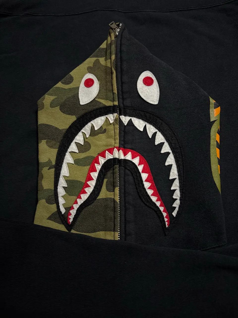 bape split shark full zip hoodie