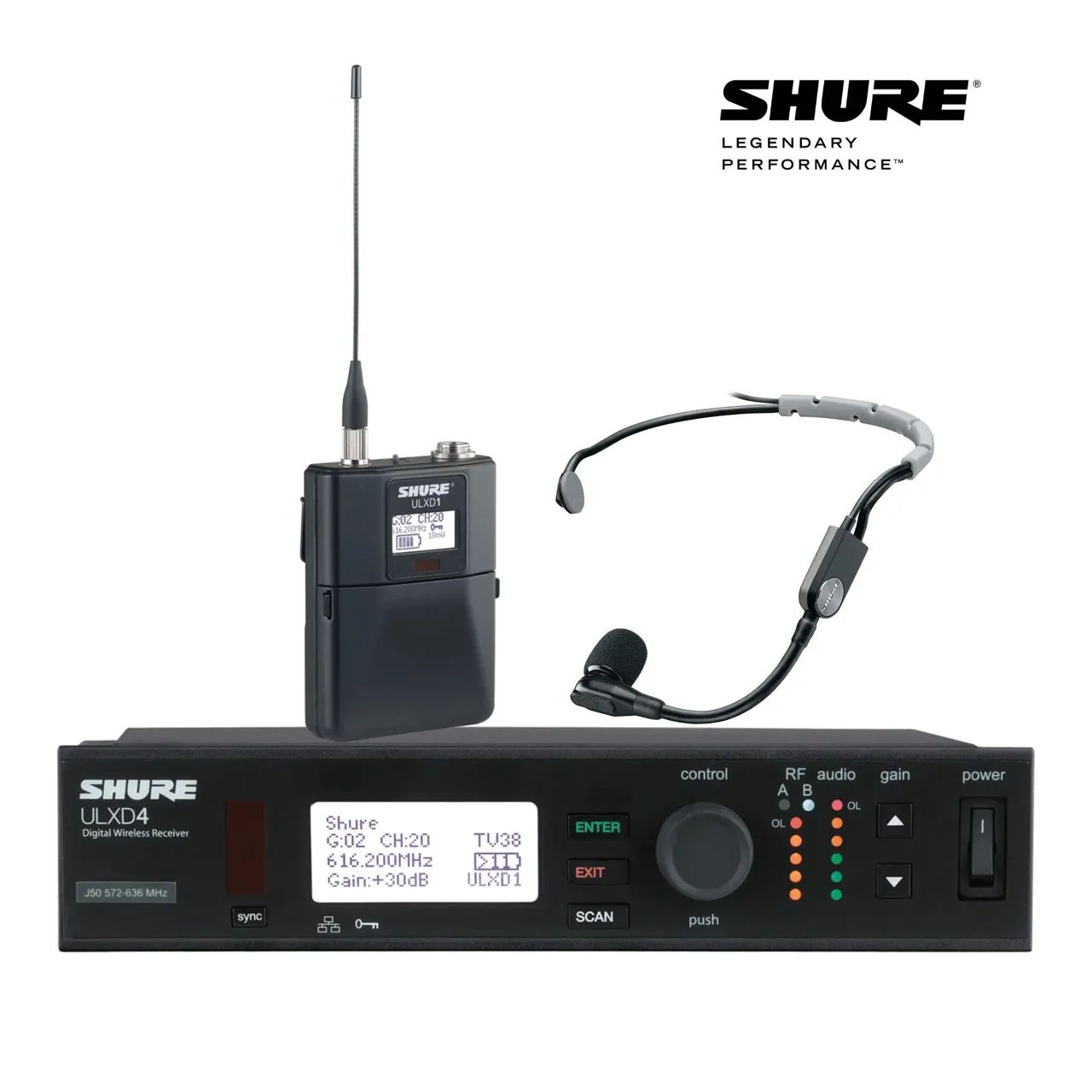 Shure ULXD14/SM35 J50A 572-616MHz Microfone Headset Sem Fio Digital Original