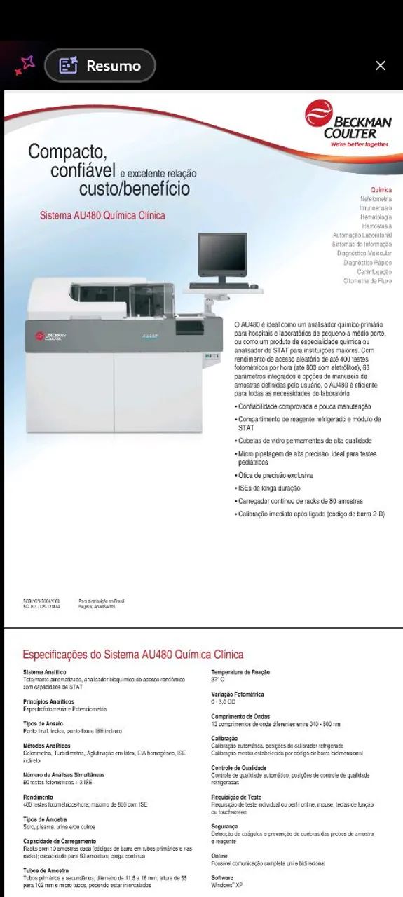 Analisador químico AU 480. - Foto 5