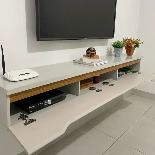 Rack Suspenso Slim Curvo 180cm Tv Até 65 Moderno  - Foto 2