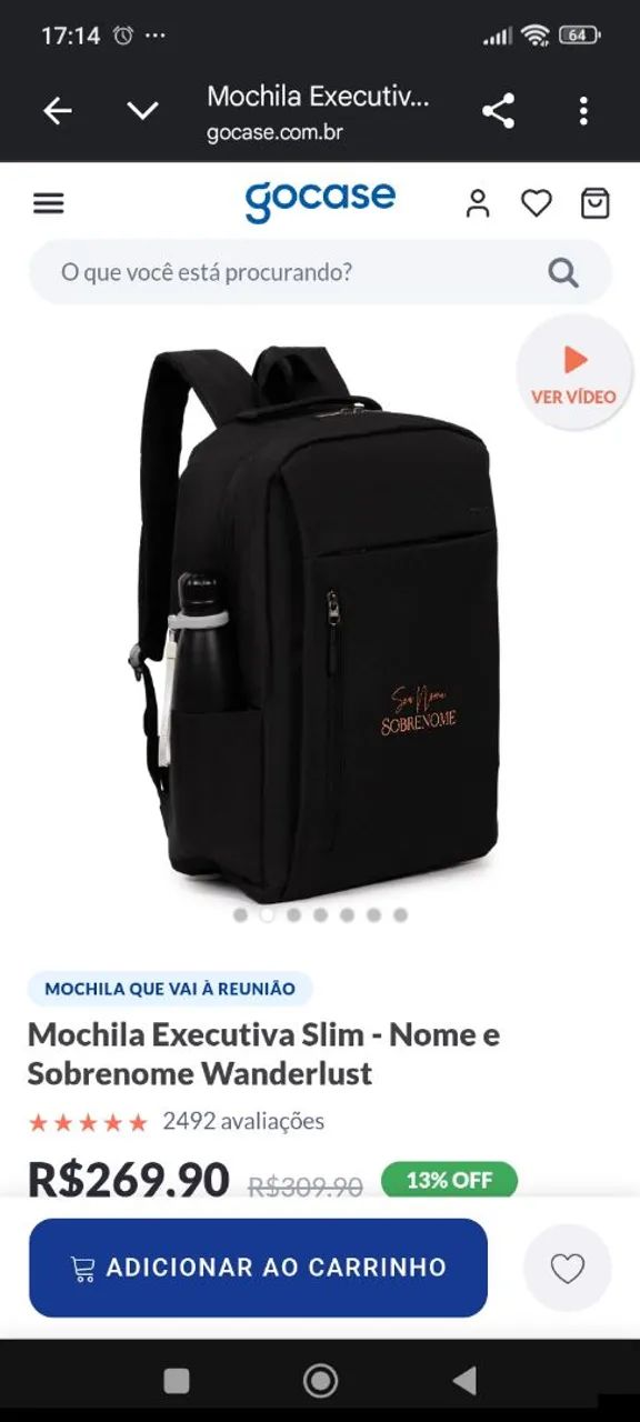 Mochila Executiva Slim Preta - Gocase - Foto 5