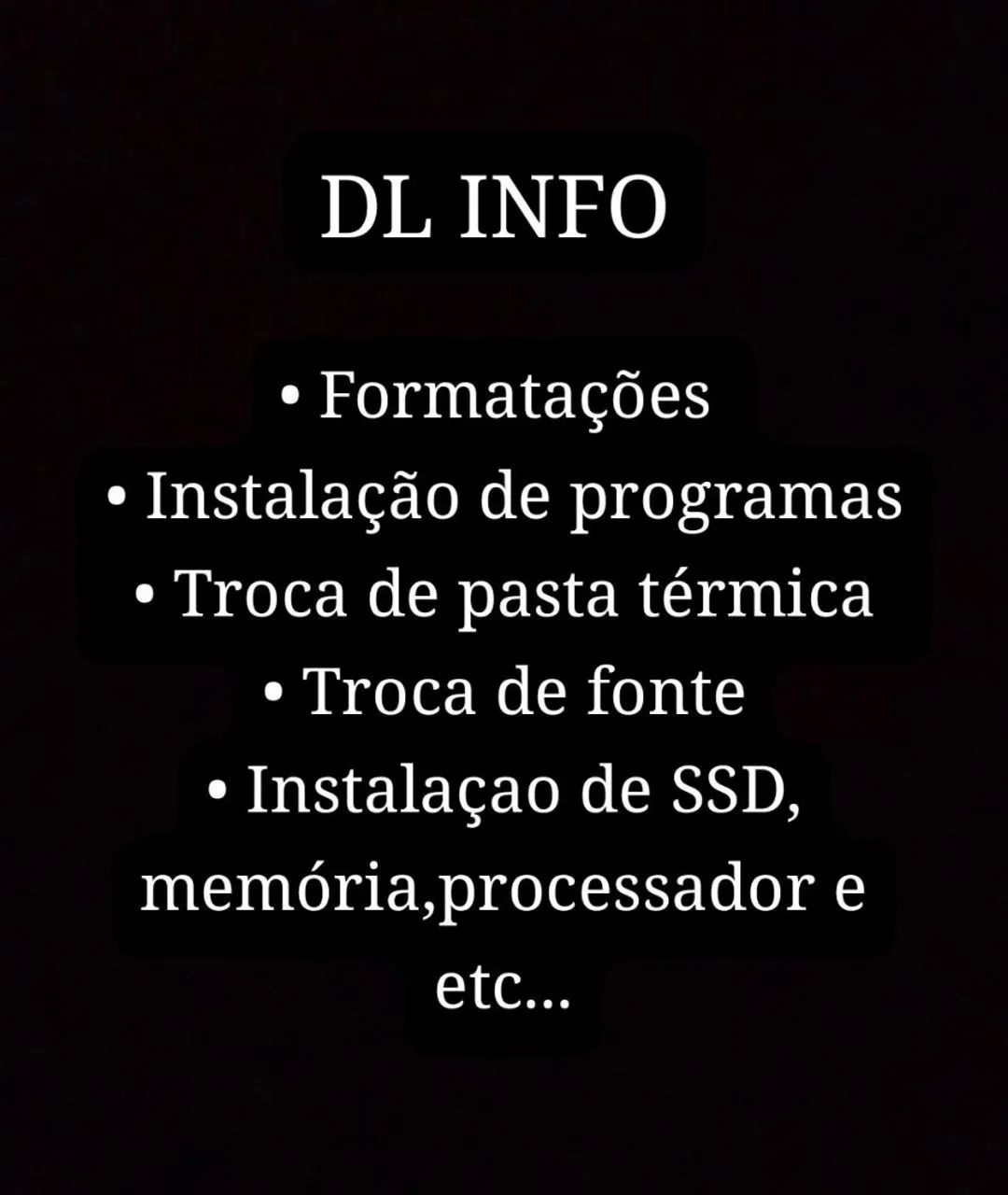 Formatação e serviços de informática