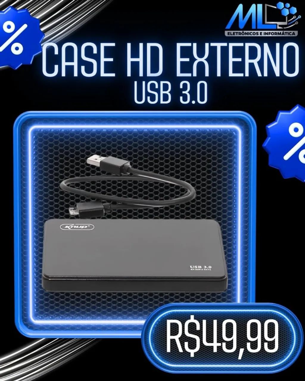 Case HD Externo USB 3.0 Alta Velocidade