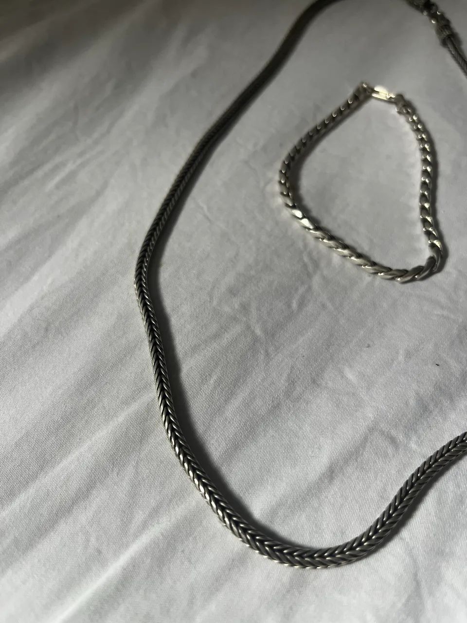 Cordão e pulseira prata 