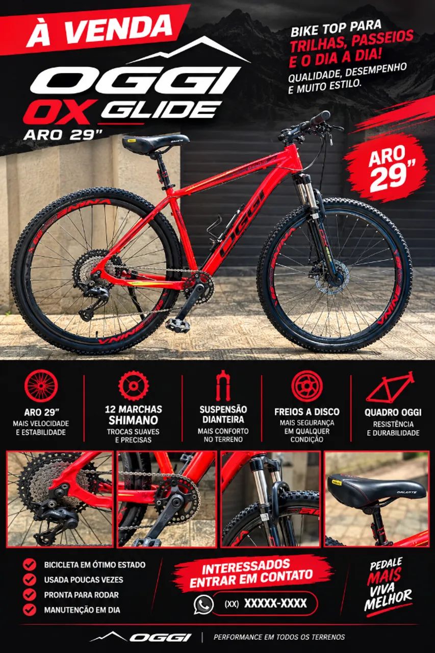 Bicicleta Aro 29 Ox Glide 12 Marchas Shimano