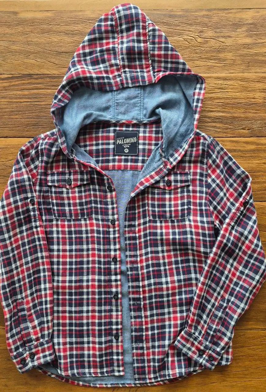 Camisa Xadrez com Capuz Infantil