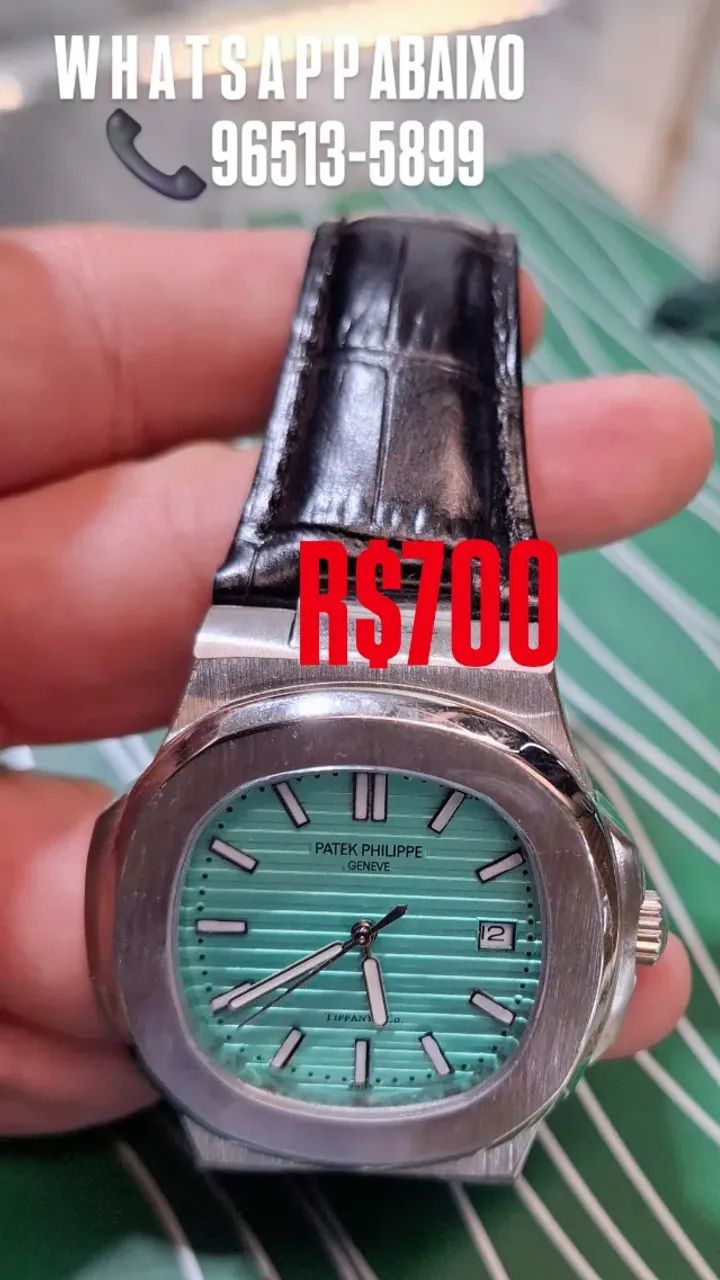 Relógio PATEK PHILIPPE AUTOMÁTICO  - MODELO TIFFANY PULSEIRA DE COURO 