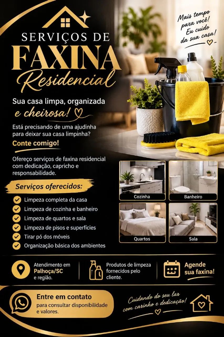 Faxina Residencial e Comercial e Limpeza Pós-Obra em Palhoça