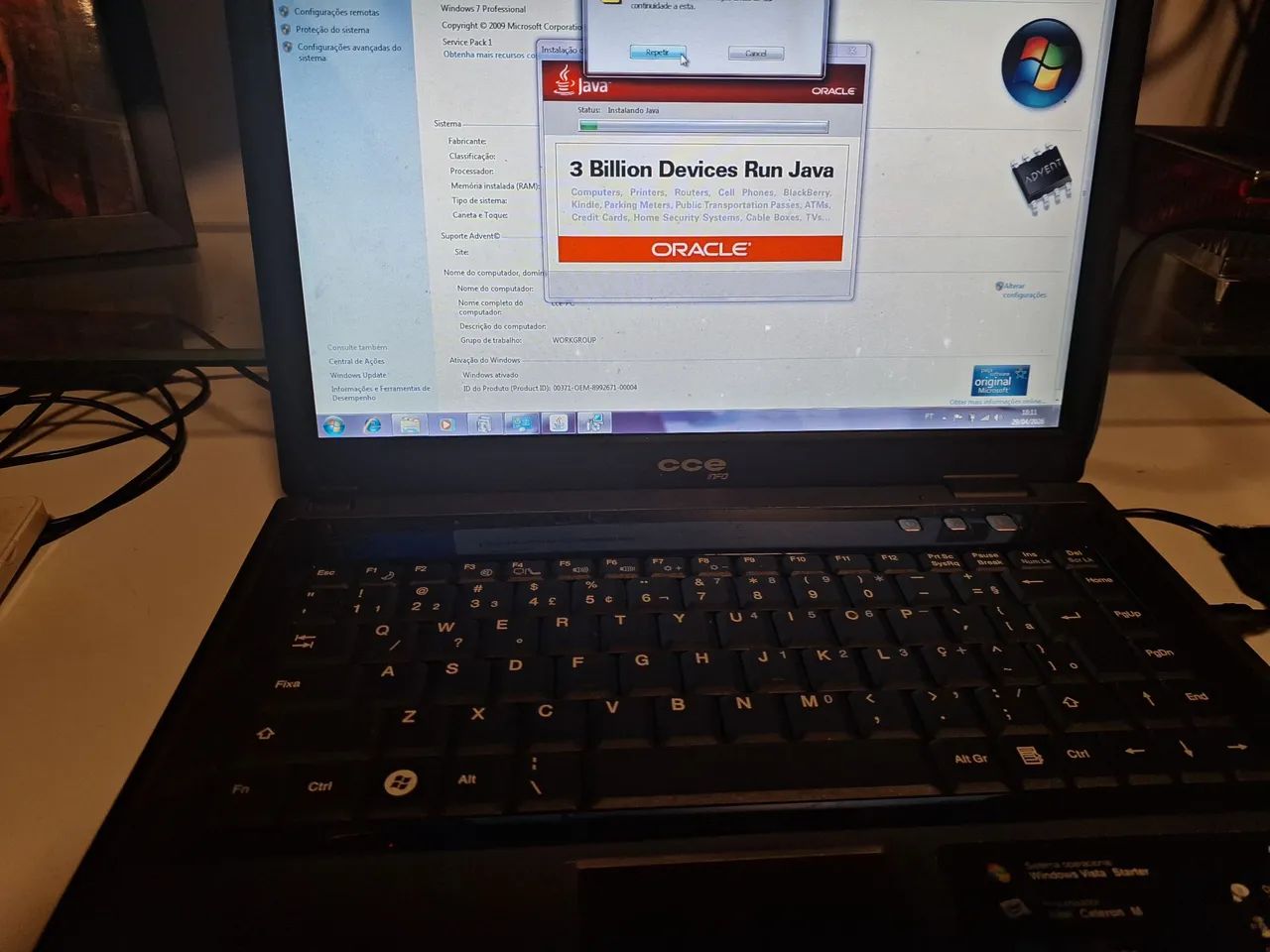 Notebook cce.  Windows 7 .2 gb de ram HD 80 gb .tudo funcionando menos  bateria  - Foto 5