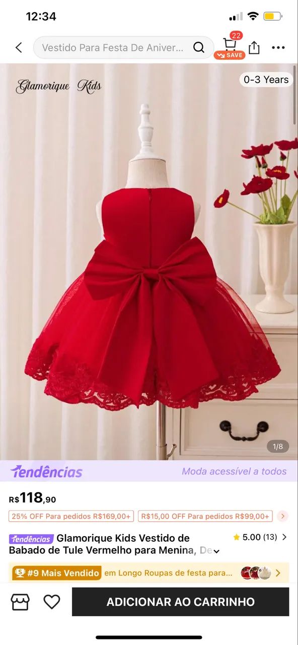 Vestido infantil vermelho  - Foto 3